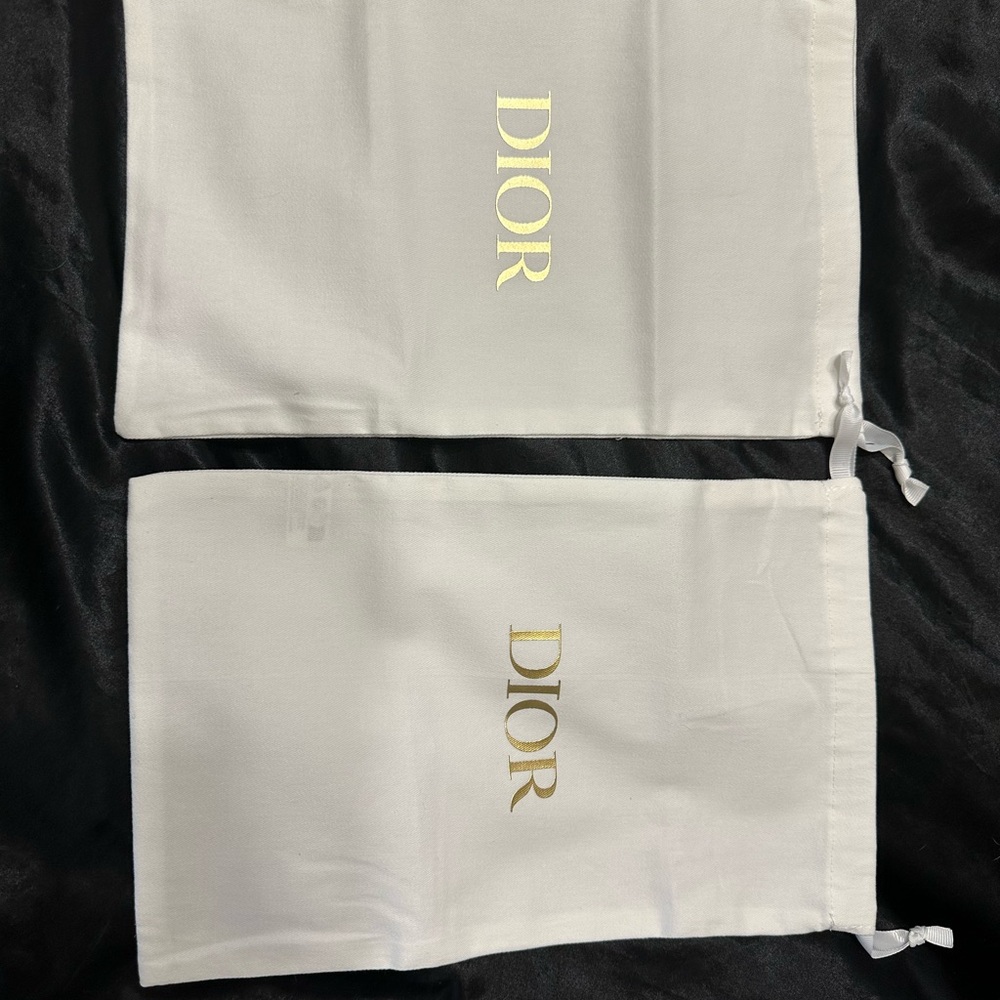 Dior White Dust Bags with Gold Logo
